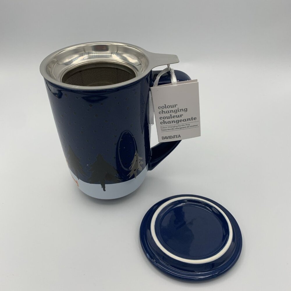 Davids Tea Color Changing Nordic Mug Sleigh Ride Navy W/Infuser - Picture 6 of 12
